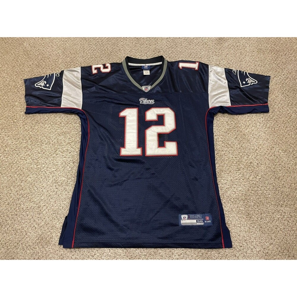 Authentic Reebok NFL Tom Brady #12 Patriots Stitched Jersey Size 56 On Field